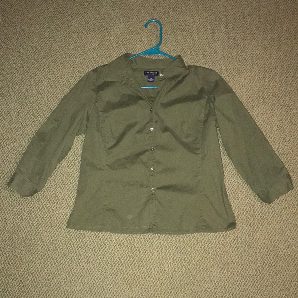 Ann Taylor Olive Button Up